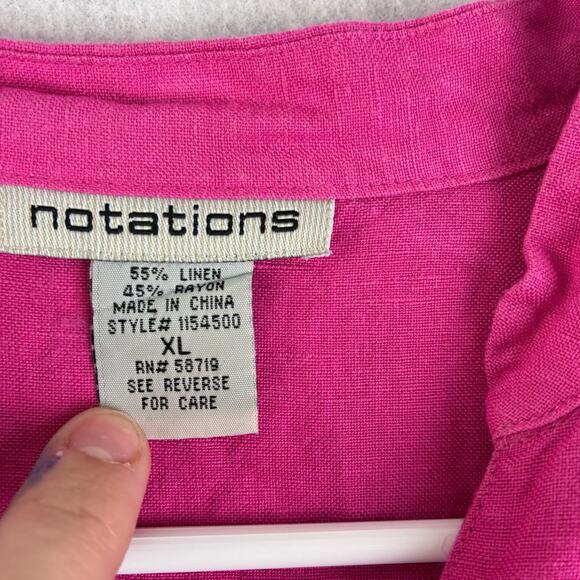 Vintage Notations Sleeveless Top Women's XL Pink Embroidered Eyelet Floral Linen - Picture 4 of 8